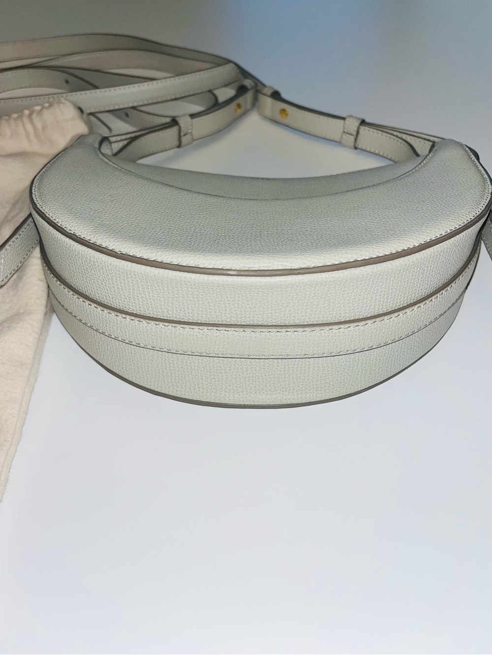 Authentic Polène Numéro Dix Bag - Textured Chalk Leather Crescent Crossbody Bag - Picture 11 of 14